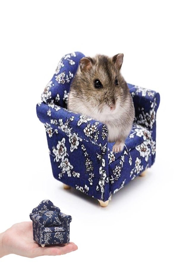 KnocKconK Hamster Mini Cotton Sofa Chair, Small Animal Blue Red Bed Cozy with Pillow, Cage Decor Photo Toys, Relax Habitat House Accessories, Sleep Pad Rest Nest for Hamster, Mice, Rat. - Image 1